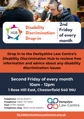 Disability discrimination drop in session flyer